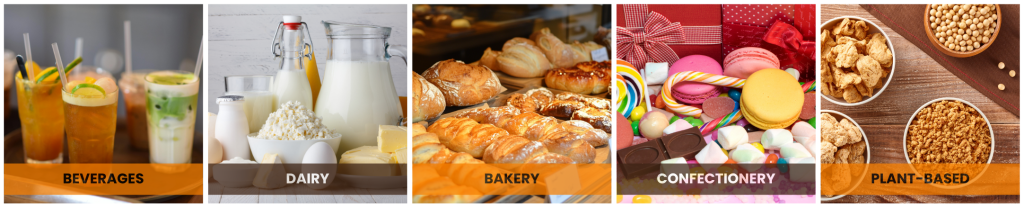 Natural flavour applications across beverages, dairy, bakery, confectionery and plant-based food products.